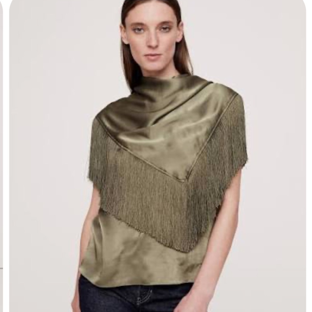 Banana Republic Silky Crepe Fringe Top